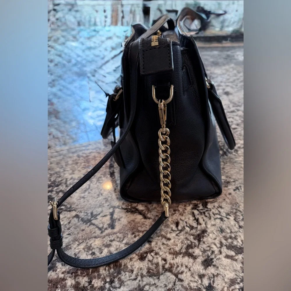 Michael Kors Lock Black and Gold Satchel with Luxurious Leather - Picture 12 of 16